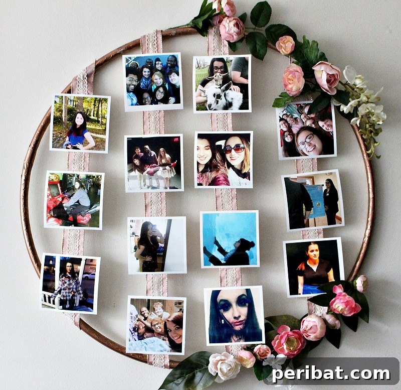 43 Creative DIY Photo Display Solutions 17 floral photo hoop