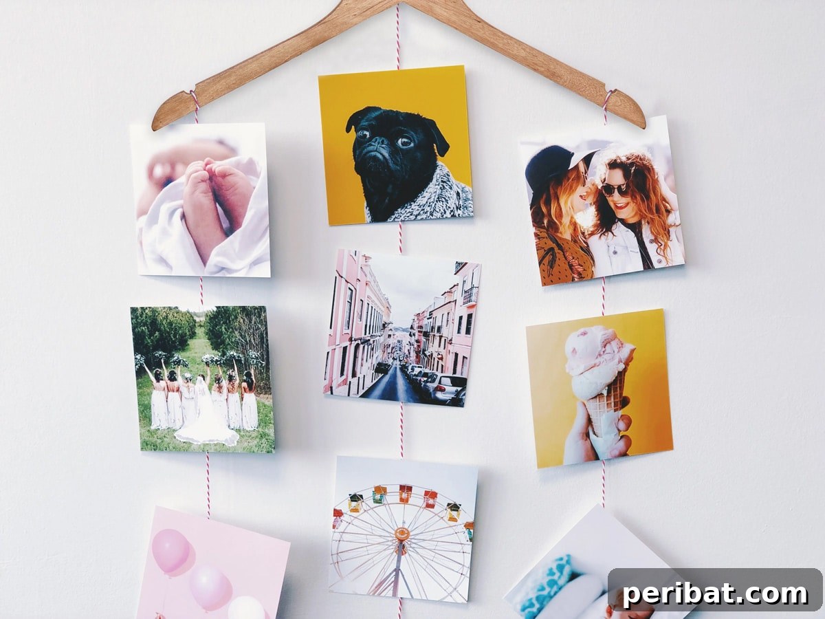 43 Creative DIY Photo Display Solutions 25 homemade photo hanger display using clothes hangers
