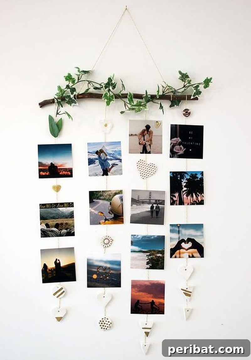 43 Creative DIY Photo Display Solutions 30 photo wall hanger decorated with tree branches