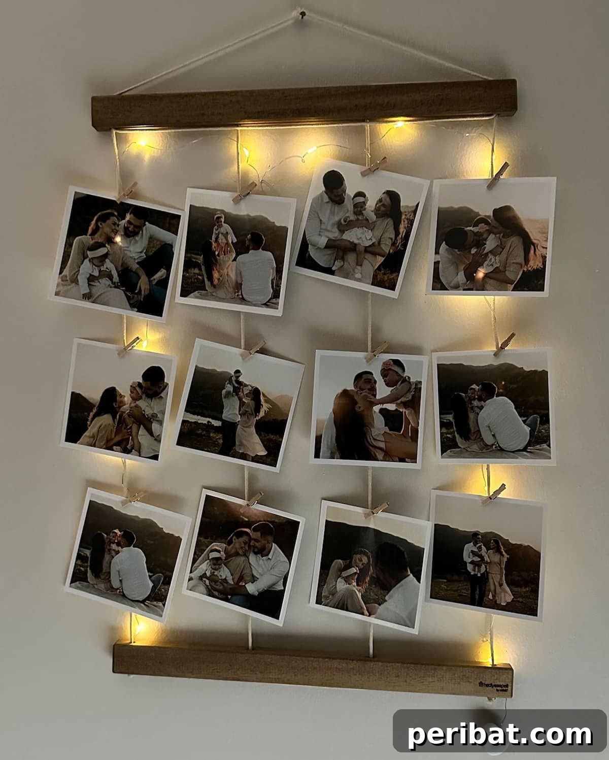 43 Creative DIY Photo Display Solutions 42 wood photo hanger with lights