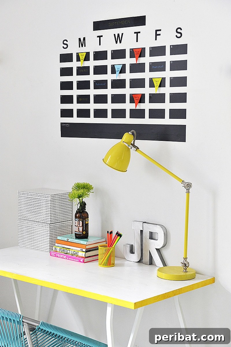 Chalkboard tape wall calendar design