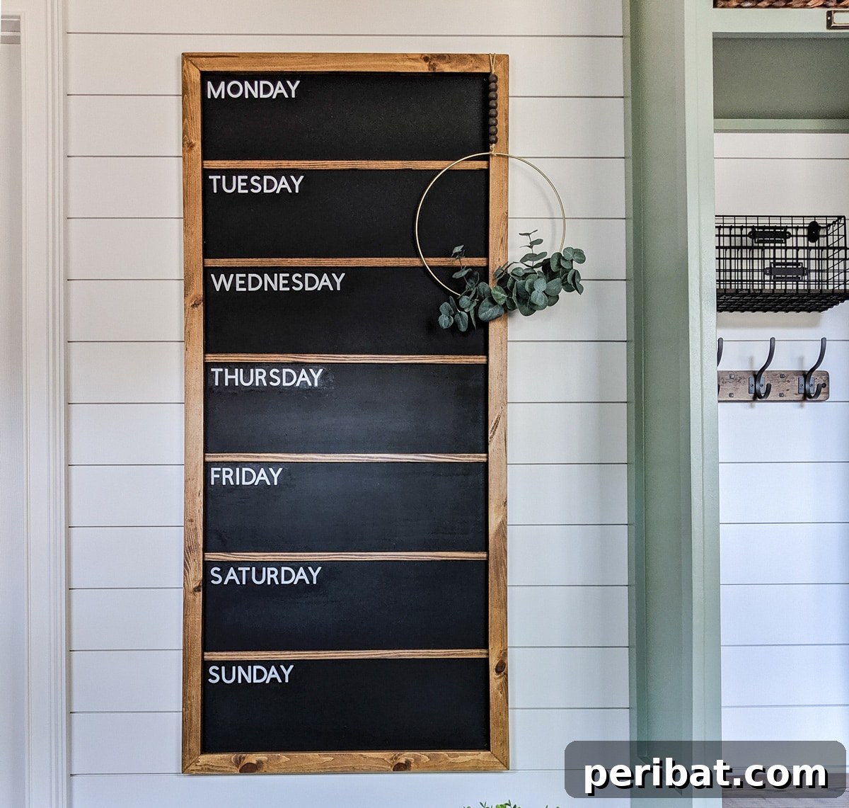 Large weekly chalkboard calendar made from plywood