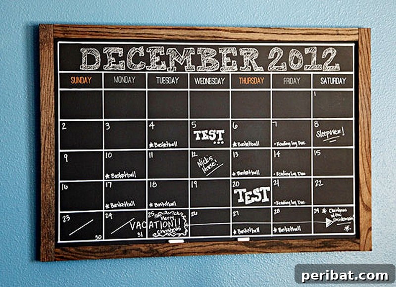 DIY chalkboard calendar designed for a kid's room