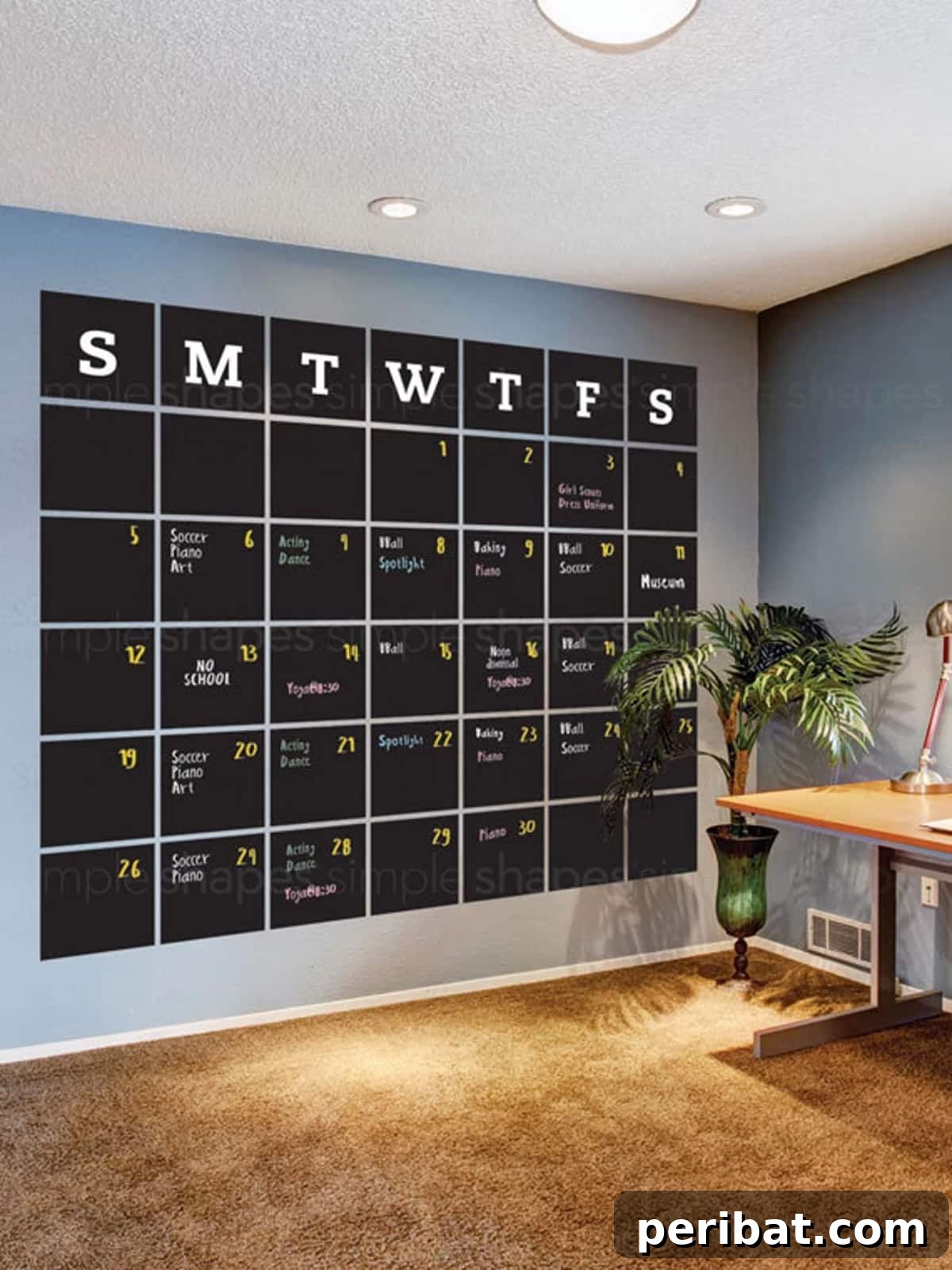 Chalkboard wall decal calendar for easy setup