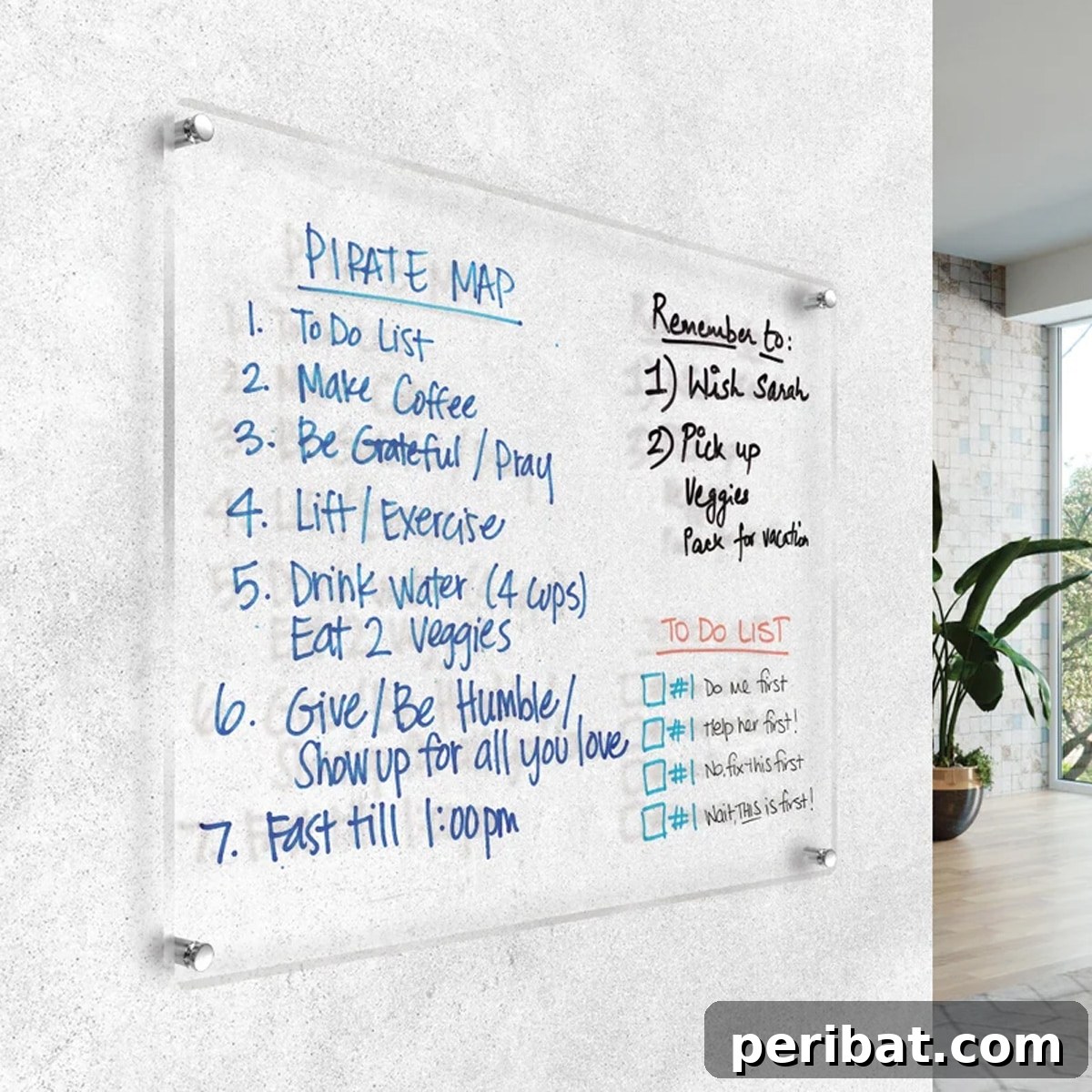 Clear acrylic personalized blanc planner as a chalkboard alternative