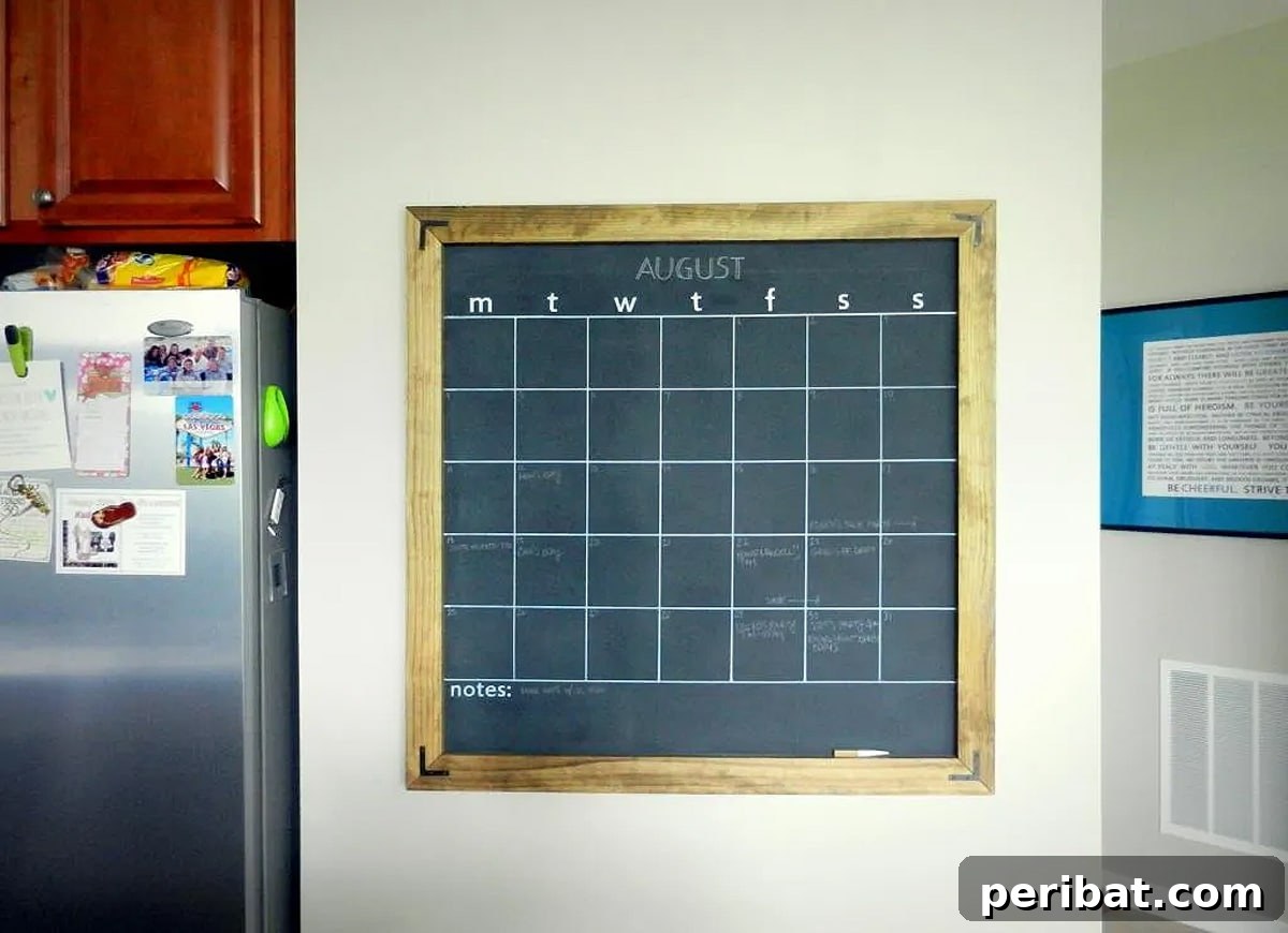 Oversized chalkboard calendar for home organization