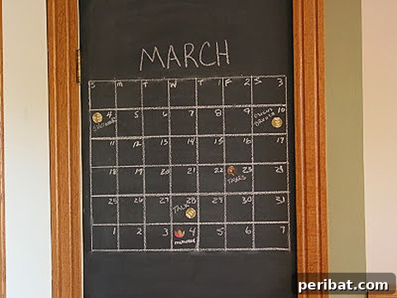Magnetic chalkboard pantry door for notes and calendar