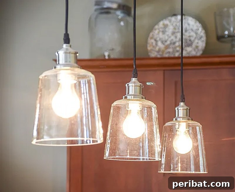 three pendant lights