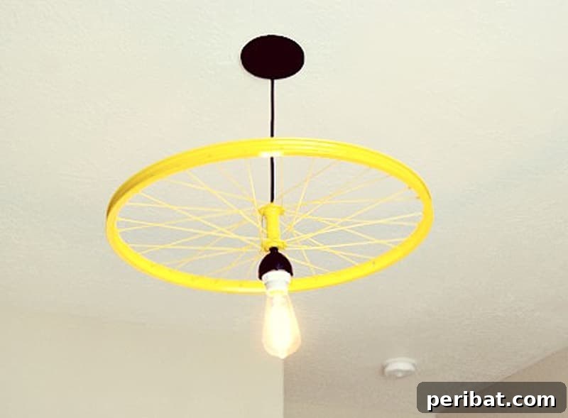 bicycle wheel light fixture