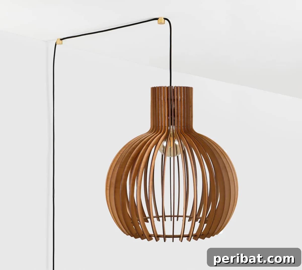 scandinavian style elegant plug-in wood pendant light