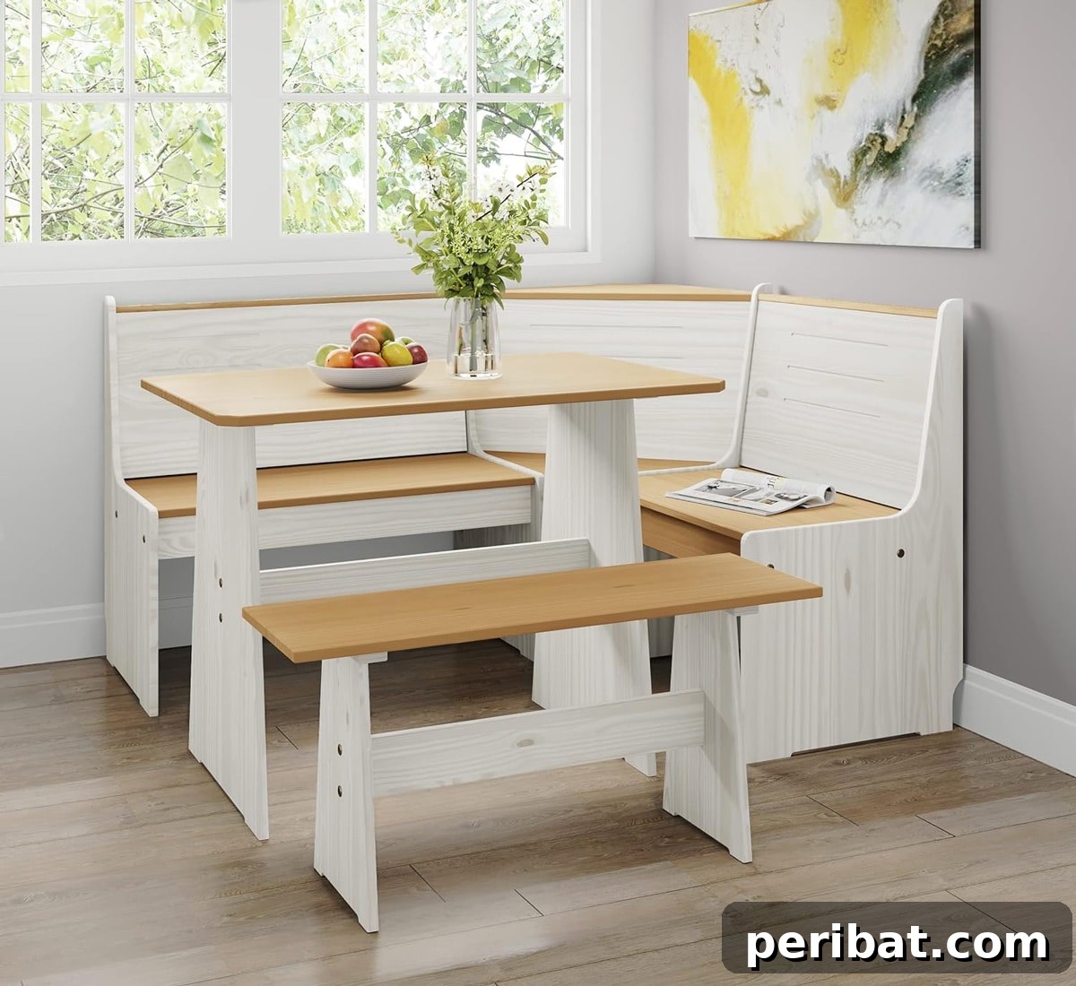 Craft Your Perfect Breakfast Corner 4 white solid wood corner dining set