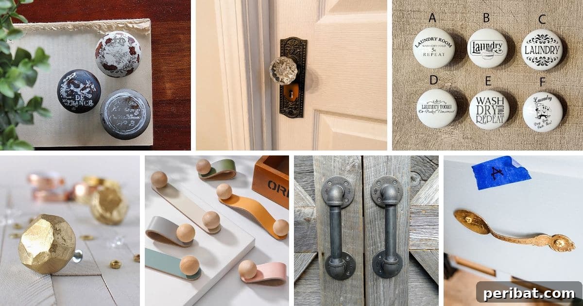 Diverse collection of DIY door handles and knobs, showcasing creative home decor possibilities.
