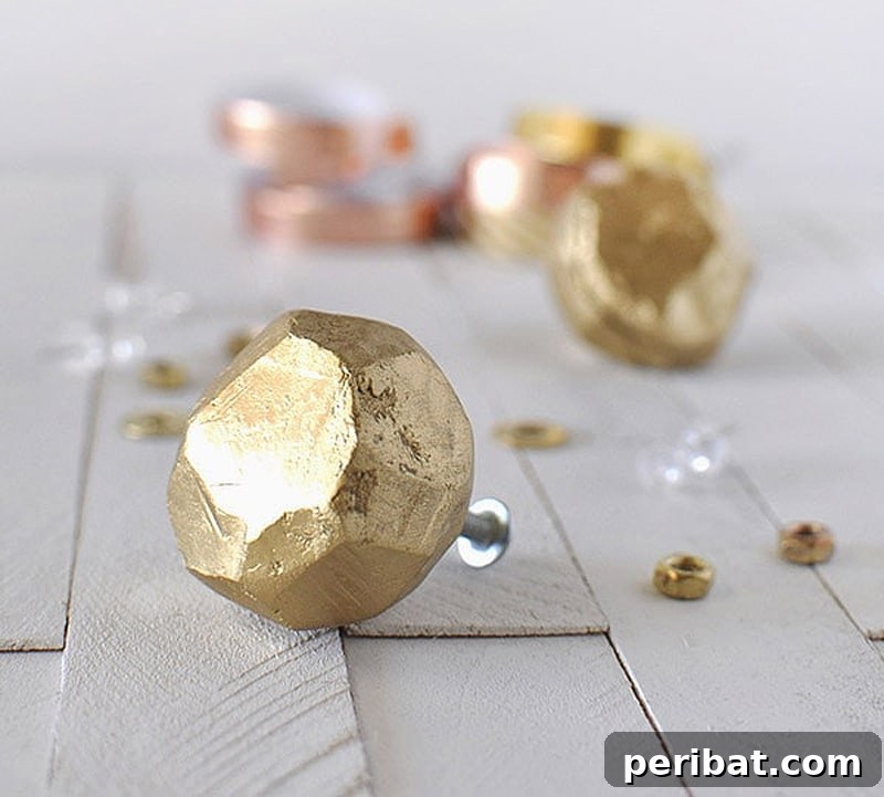 Stylish yellow clay knobs, demonstrating an inexpensive DIY method.