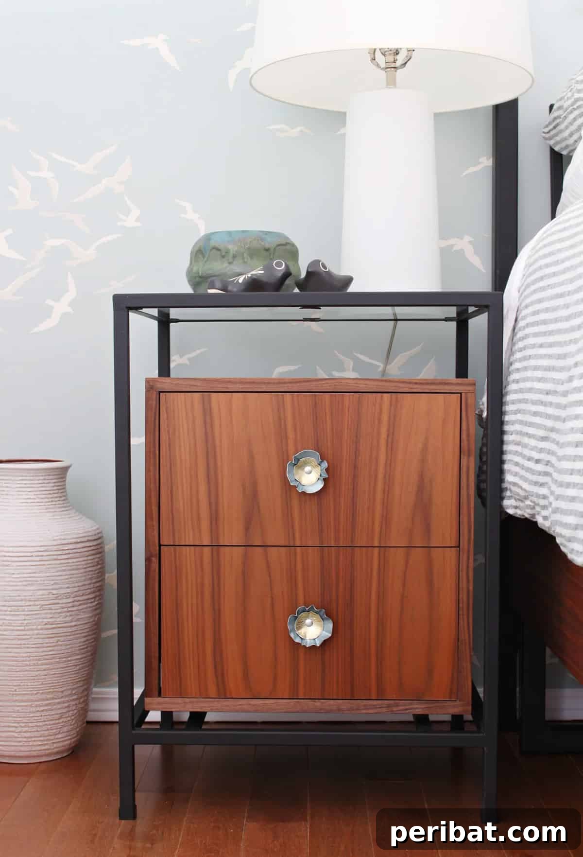 Unique knobs made from various scrap metal pieces for an industrial, upcycled look.