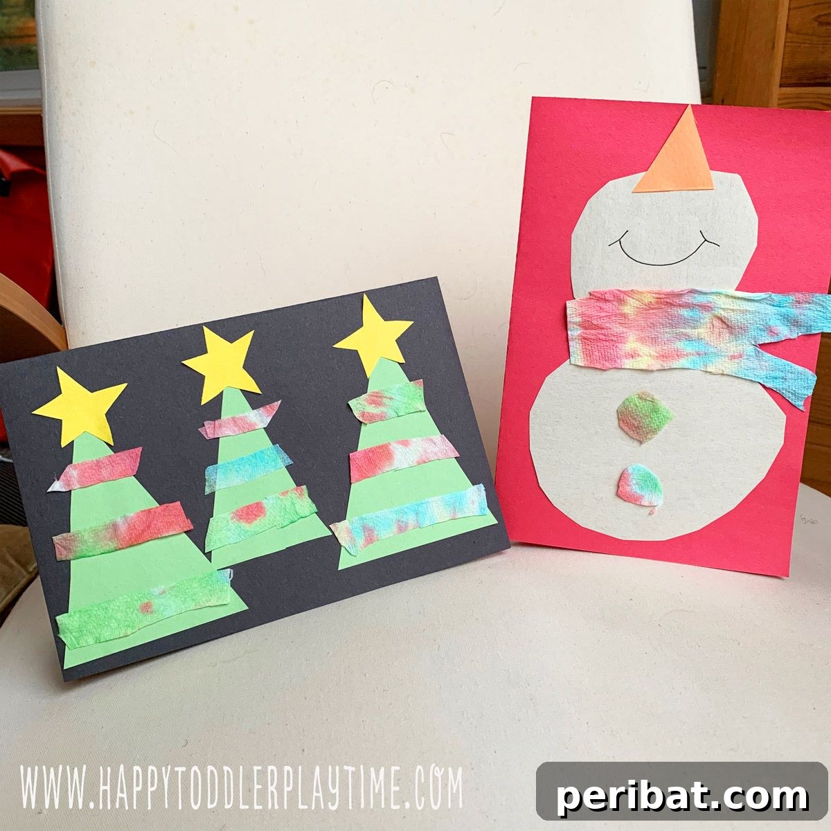 Beautiful and easy-to-make DIY Tie-Dye Christmas Cards with festive swirls of color