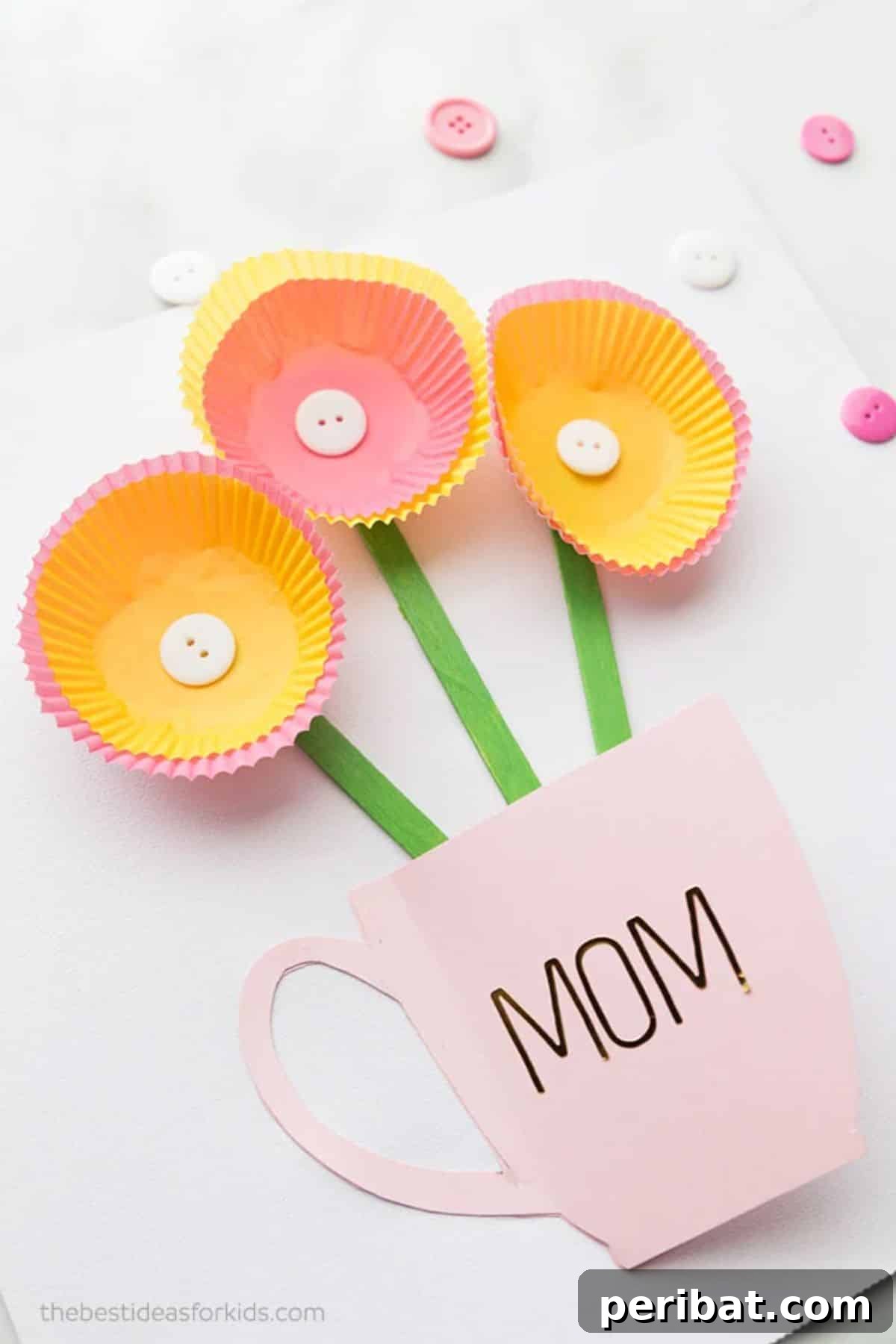 Heartfelt Handmade DIY Mother's Day Card featuring floral designs made from readily available household materials