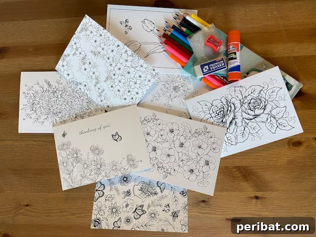 Printable Greeting Cards to Color Yourself, offering intricate designs for personalized coloring