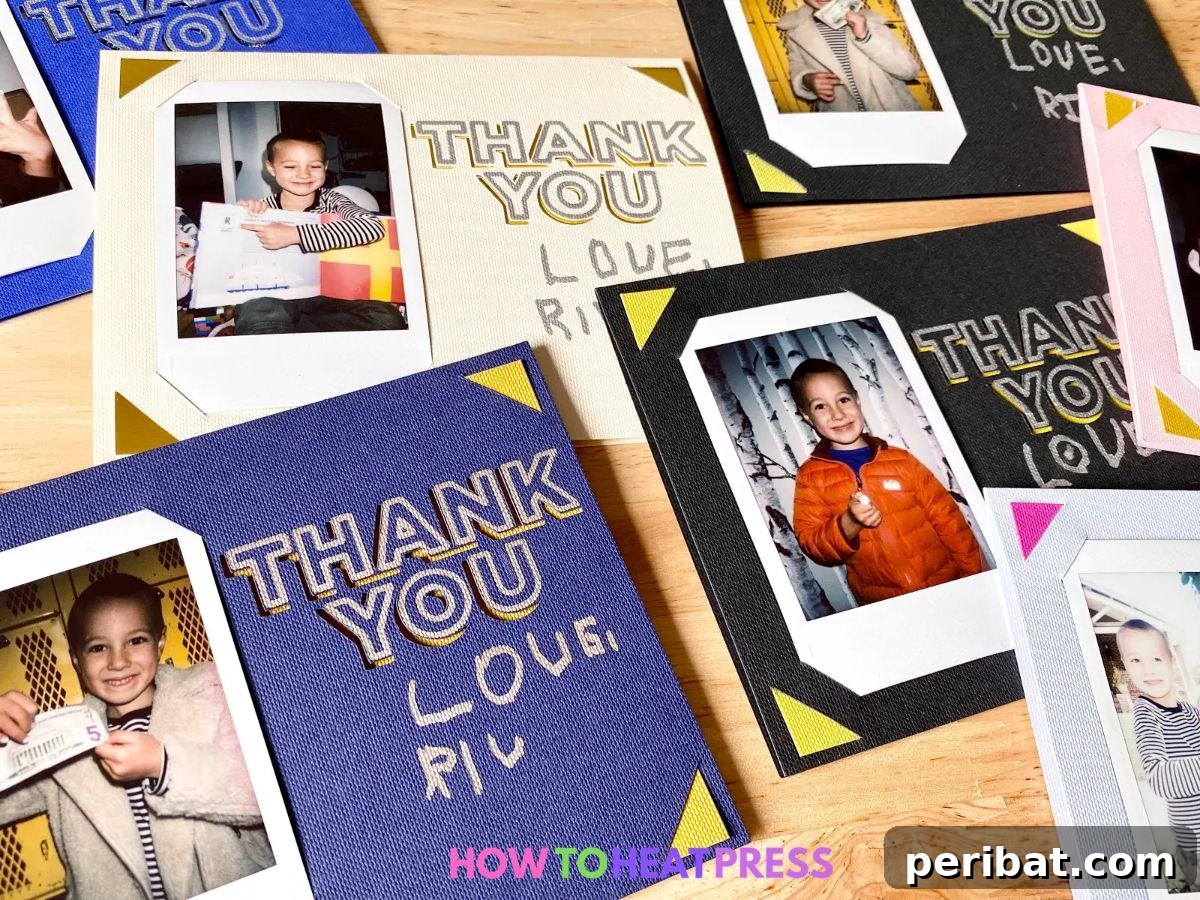 Personalized DIY Photo Thank You Card crafted with a Cricut machine, featuring a custom photo and message