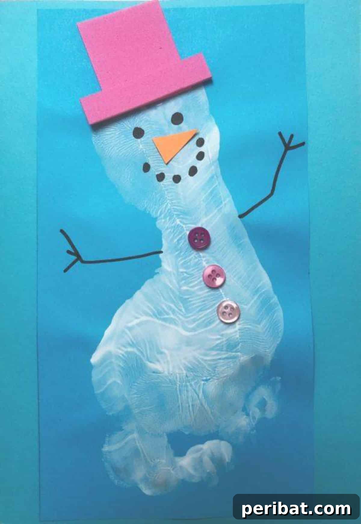 Unique Footprint Snowman Christmas Card, featuring a snowman drawn from a toddler's footprint