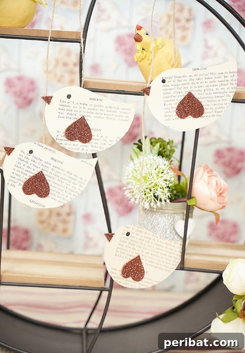 book hanging birds wall art decoration