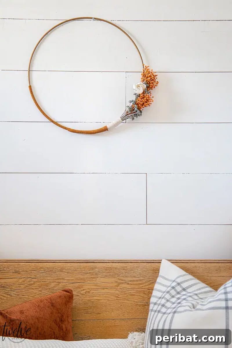 boho-style hoop wreath for spring