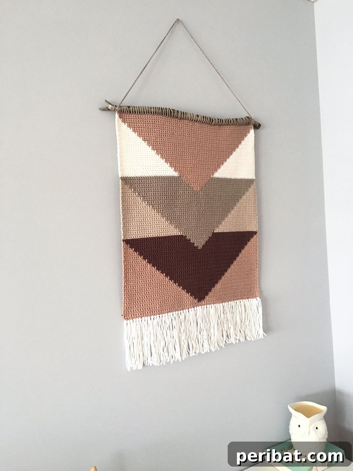 retro crochet wall hanging