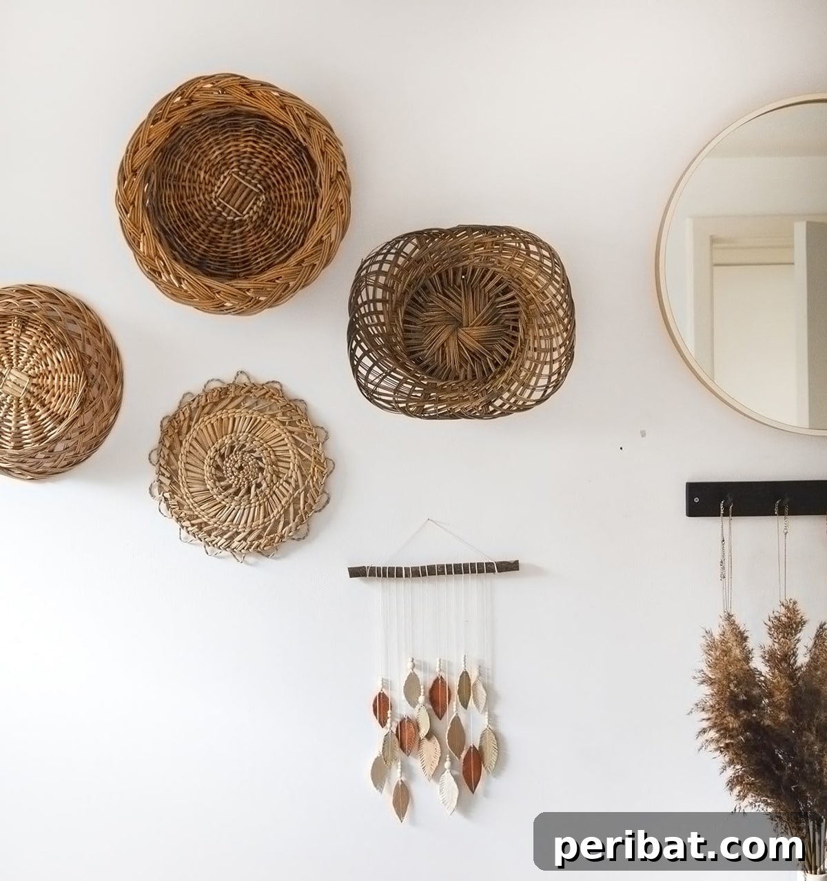hanging wall decor with baskets