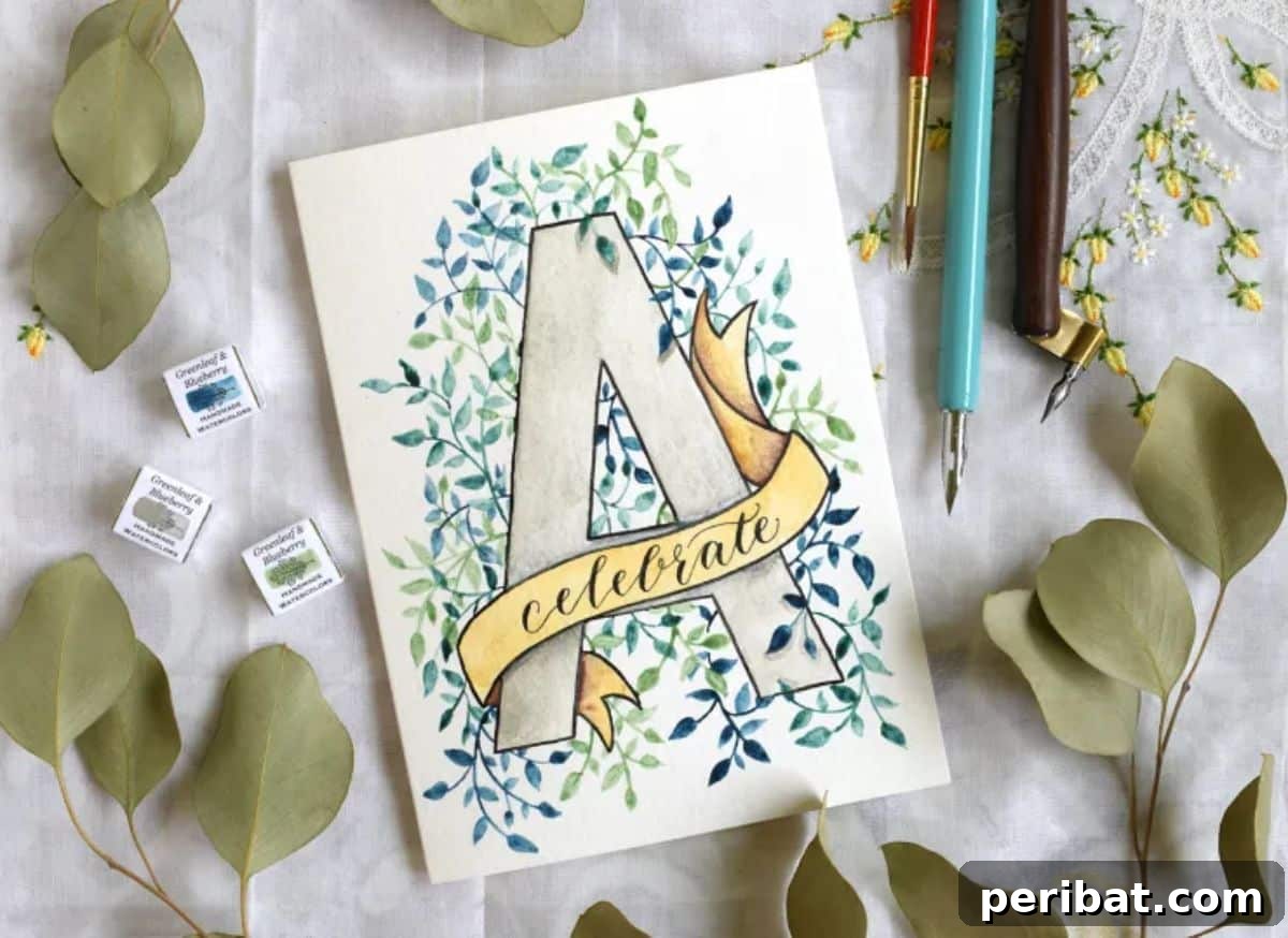 Craft 35 Stunning DIY Birthday Cards 13 Watercolor Initial DIY Birthday Card
