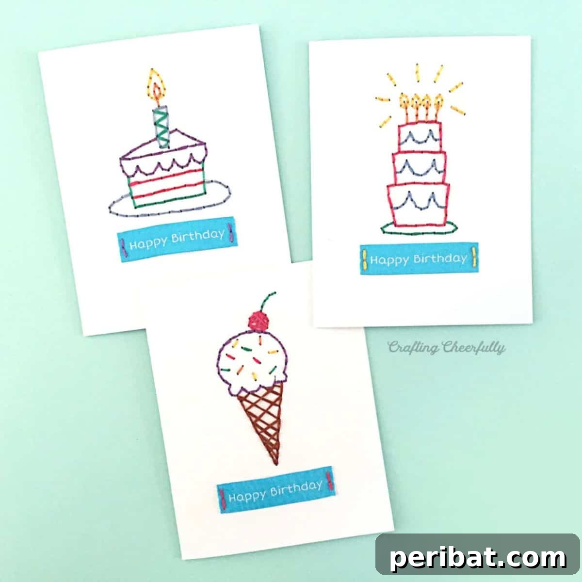 Craft 35 Stunning DIY Birthday Cards 16 DIY Embroidered Birthday Cards