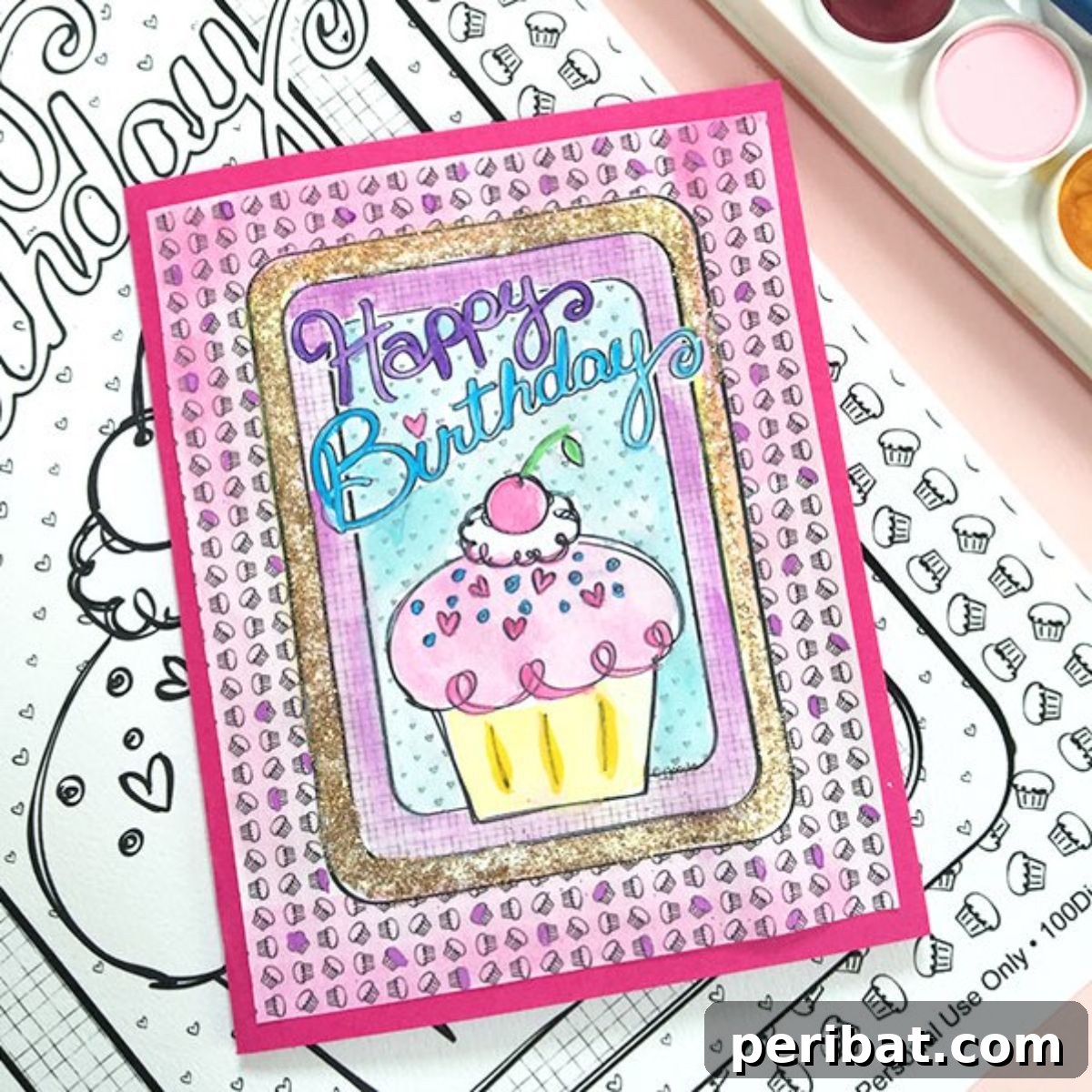 Craft 35 Stunning DIY Birthday Cards 21 DIY Birthday Card Using Coloring Pages