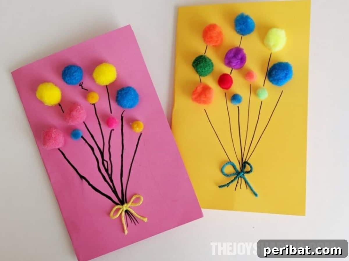 Craft 35 Stunning DIY Birthday Cards 9 DIY POM POM Balloons Birthday Card