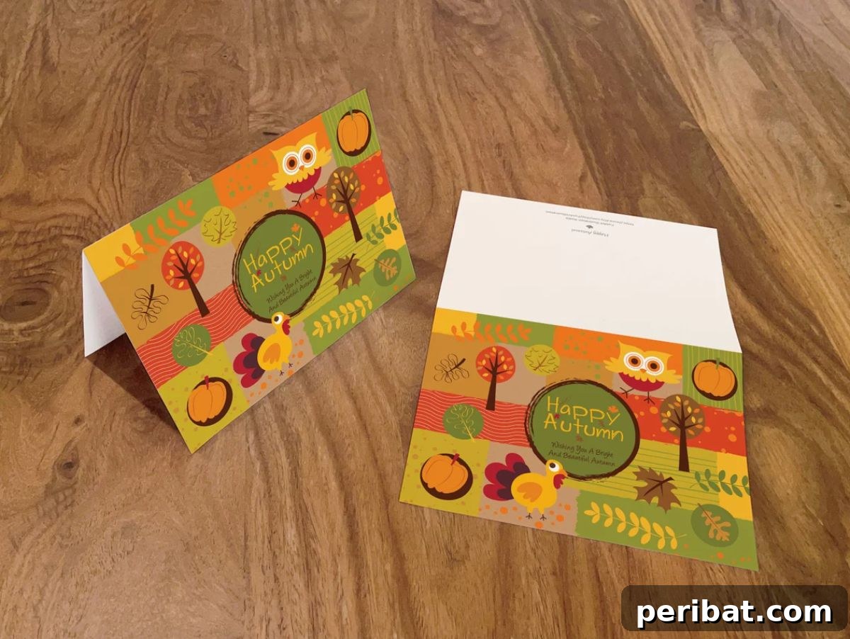 DIY Printable Greeting Cards Happy Autumn/Thanksgiving