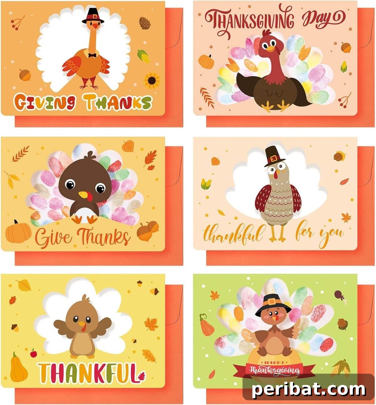 Thanksgiving Greeting Cards, Finger Paint Turkey DIY Cards