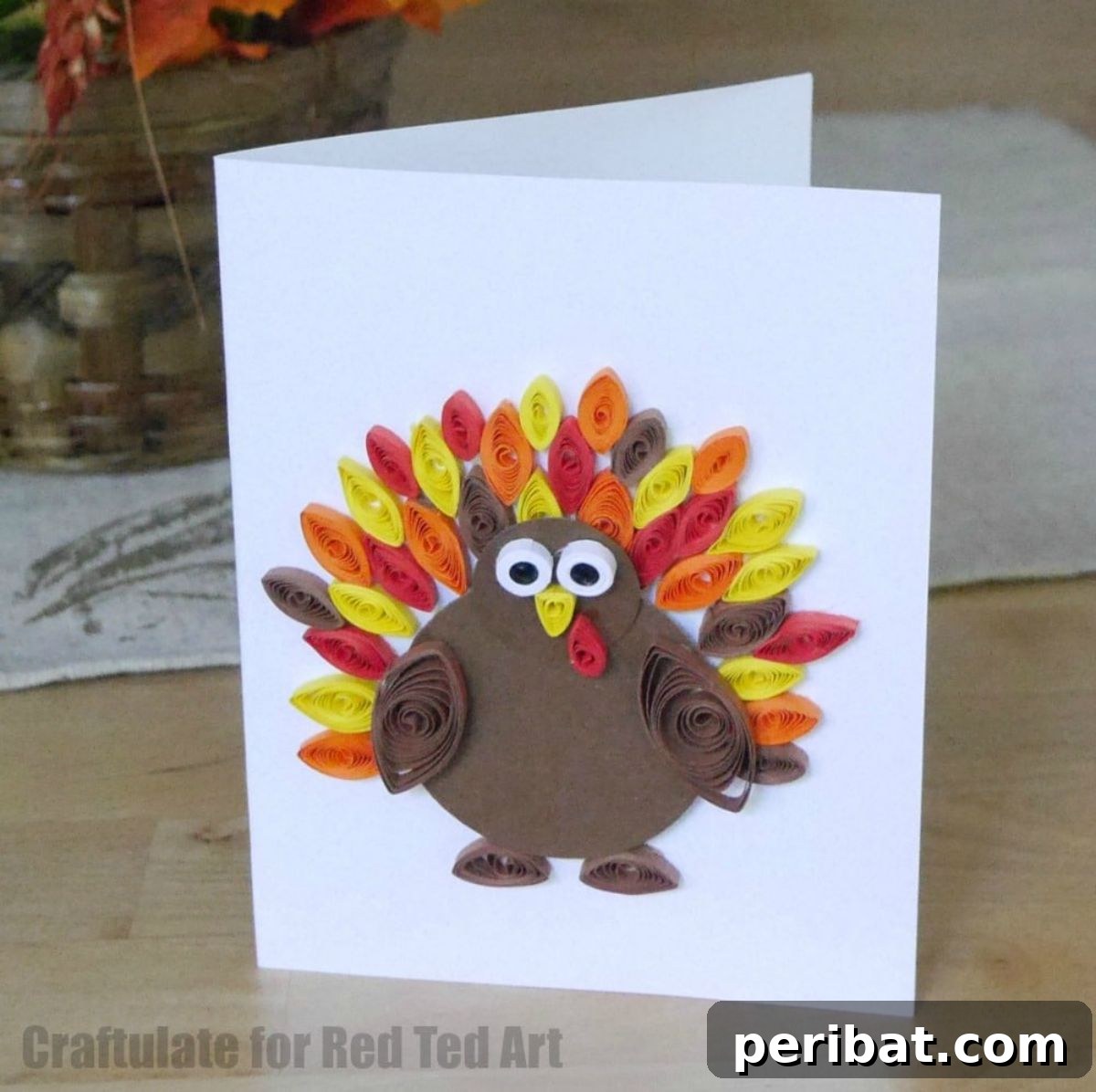 Homemade Quilled Thanksgiving Card for Kids