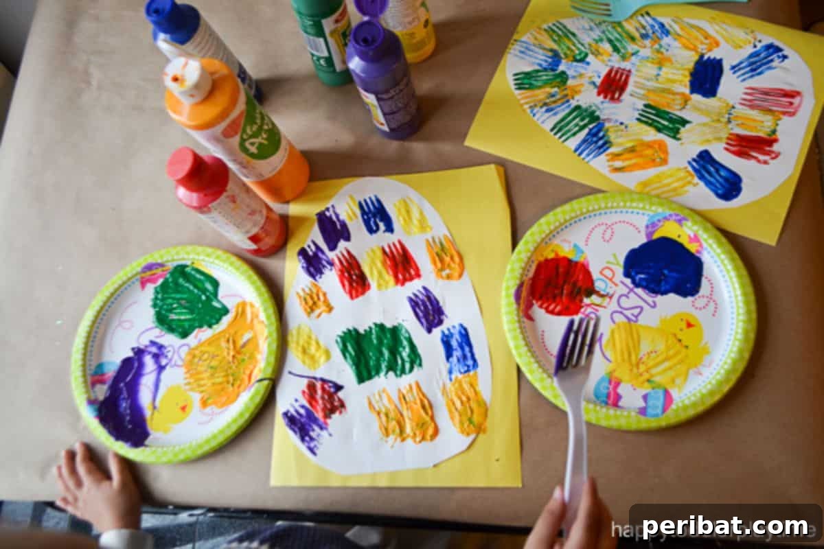 44 Handmade Easter Card Ideas 22 DIY Fork-Painted Easter Egg Card