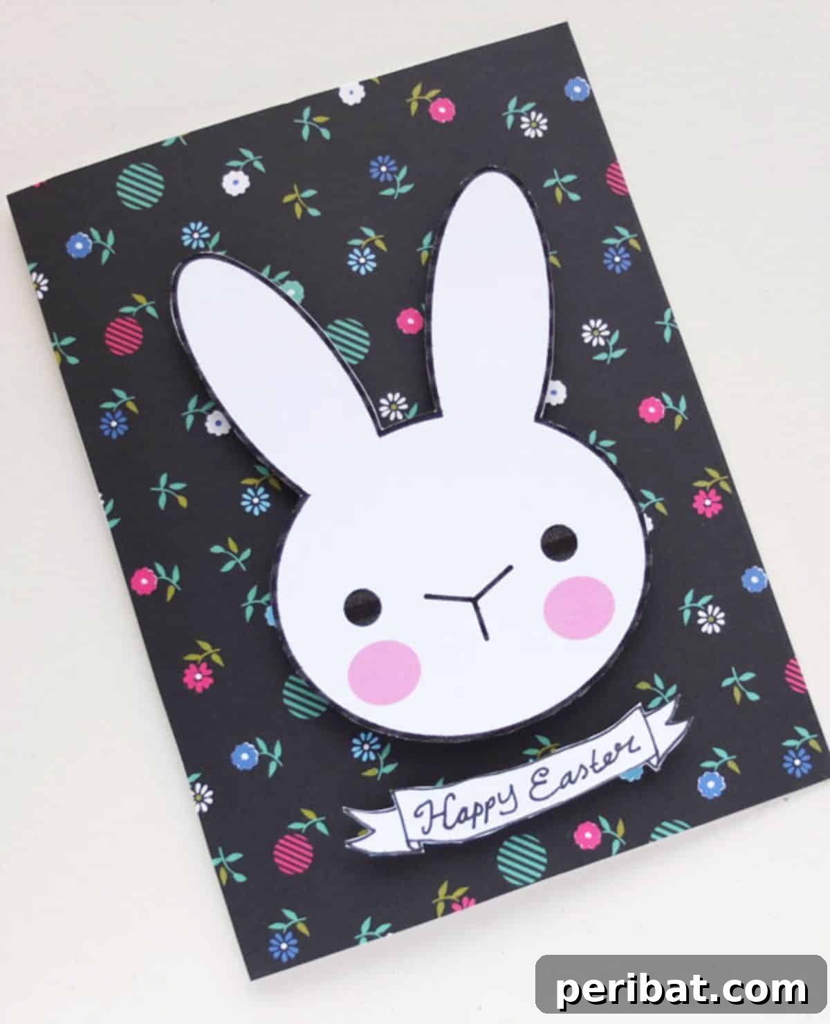44 Handmade Easter Card Ideas 39 DIY Floral Cardstock Bunny Easter Card