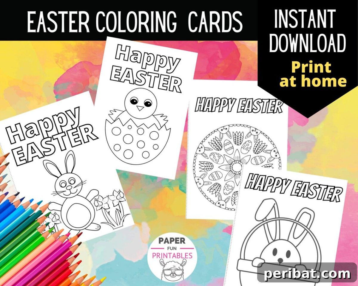 44 Handmade Easter Card Ideas 43 Easter Coloring Cards. DIY Easter Card, Kids’ Easter Coloring