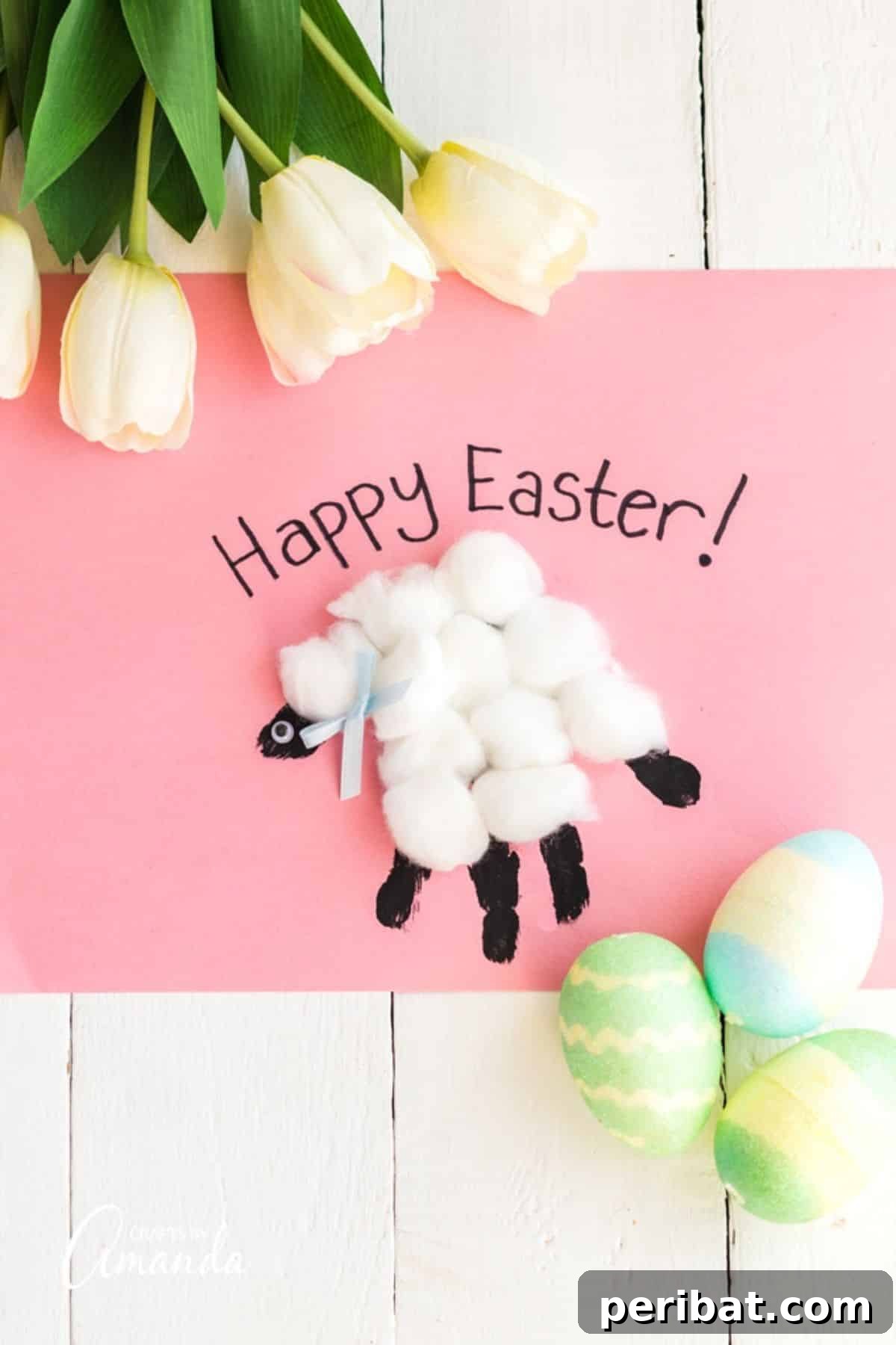 44 Handmade Easter Card Ideas 8 Handprint Easter Lamb Card