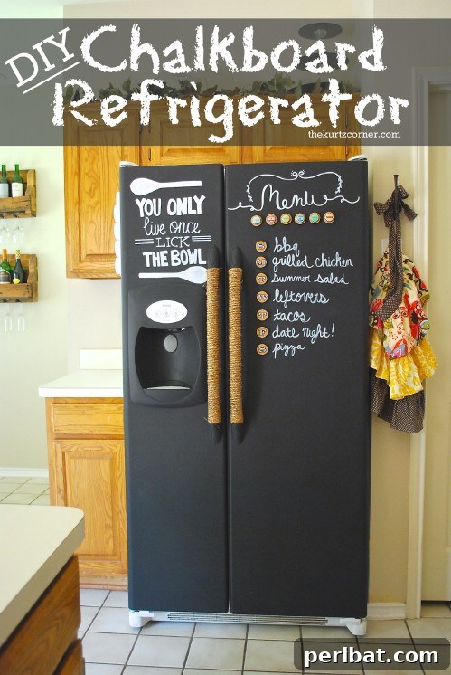 Chalkboard Painted Fridge for Lists and Planning