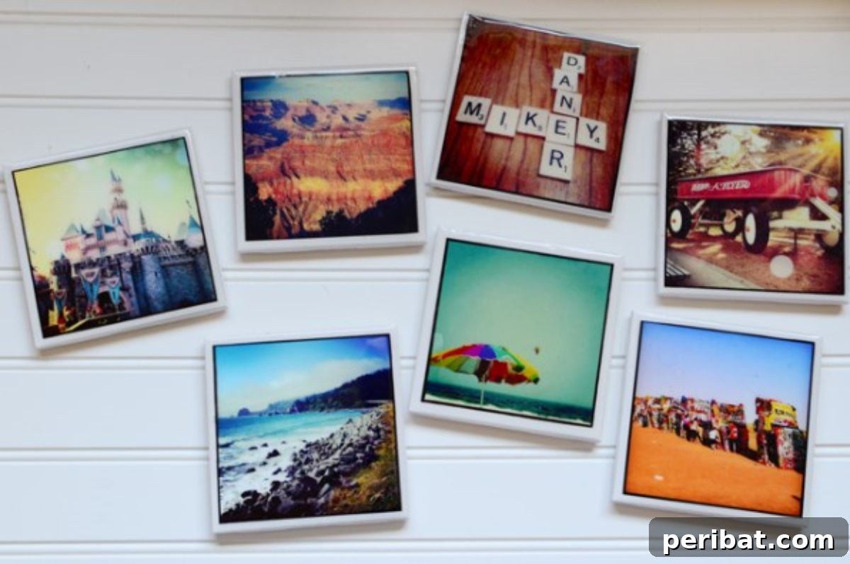 DIY photo coasters, personalized home decor, practical memory gift for girlfriend