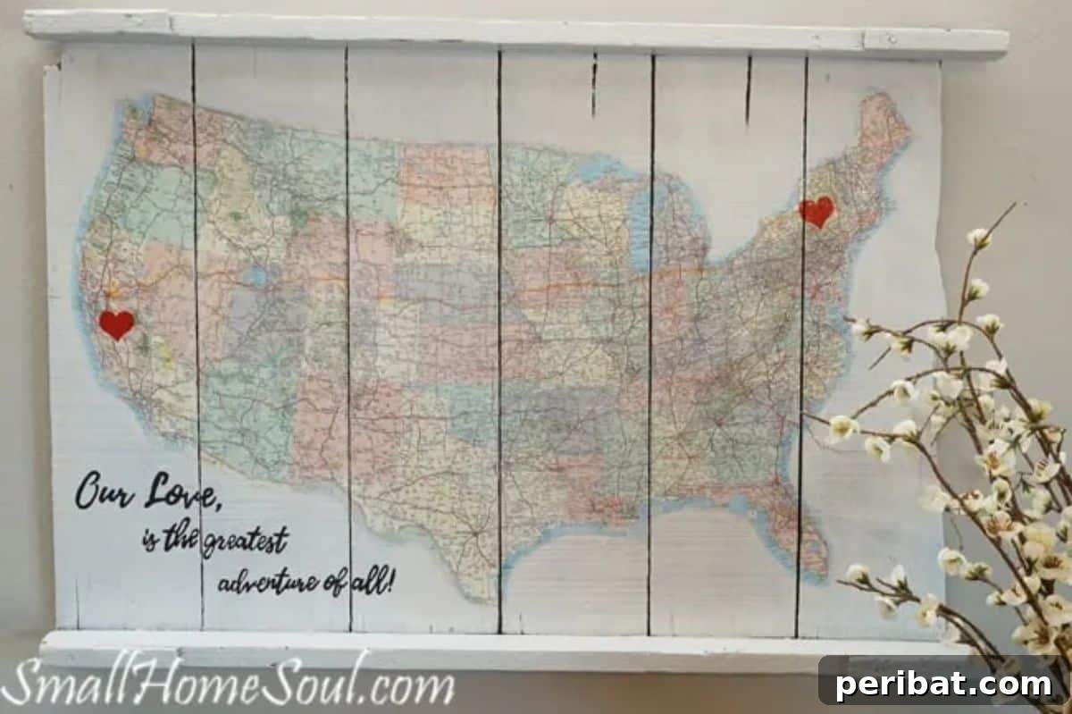 DIY map art, personalized travel gift, unique geography decor for girlfriend