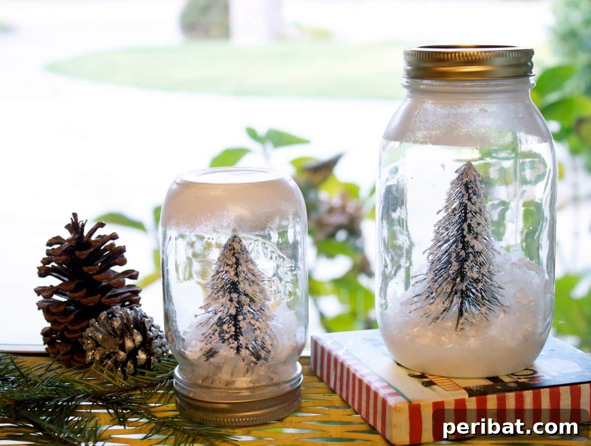 DIY Mason jar snow globe, personalized miniature world, charming handmade gift for girlfriend