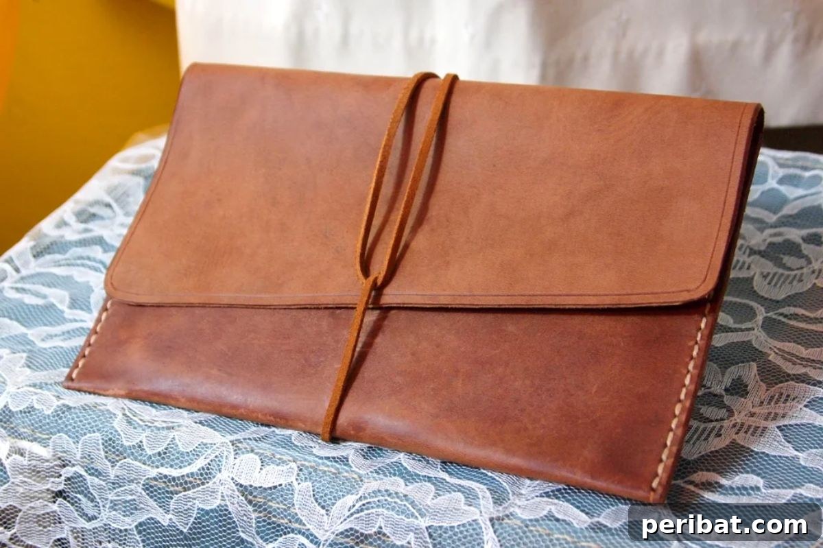 DIY simple leather clutch, handmade wallet, minimalist gift for girlfriend