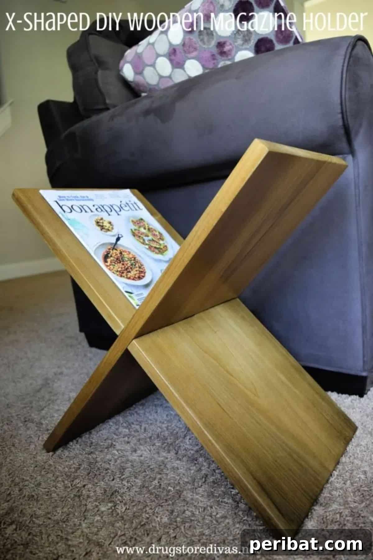 DIY X-shaped wooden magazine holder, stylish home organizer, practical gift for girlfriend