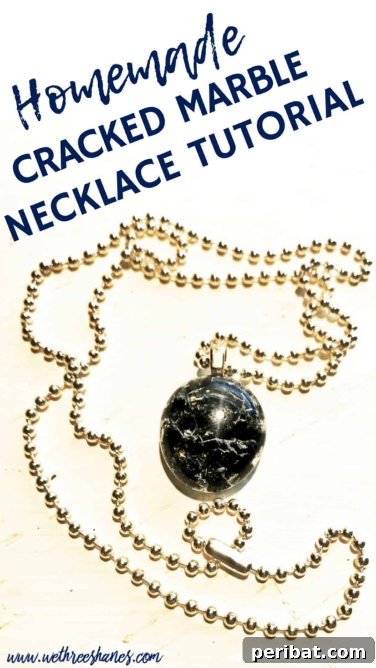 DIY cracked marble necklace, unique handmade jewelry, artistic gift for girlfriend
