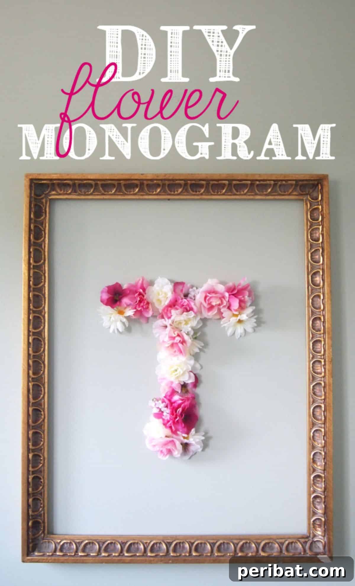 Handmade faux flower monogram, personalized room decor, DIY floral initial for girlfriend