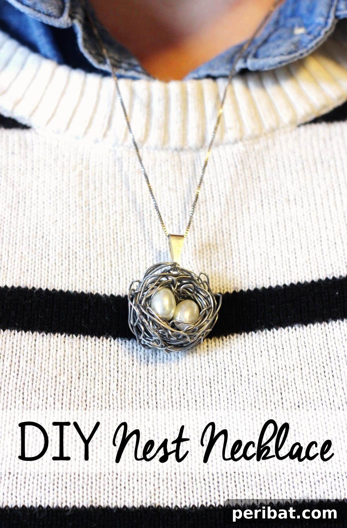 DIY bird nest necklace, handmade nature jewelry, sentimental gift for girlfriend