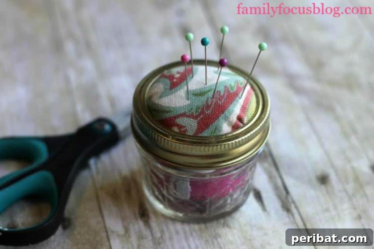 DIY pin cushion sewing kit, handmade craft gift, practical present for girlfriend who sews