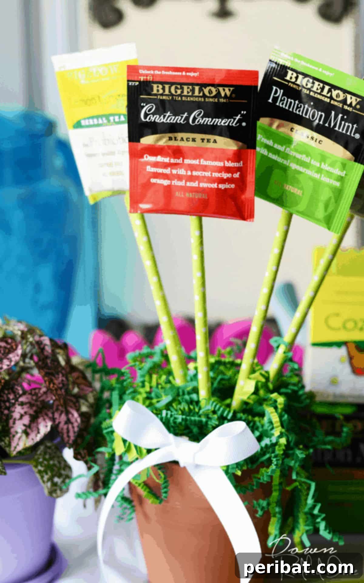 DIY tea bouquet, personalized tea gift, unique present for girlfriend who drinks tea