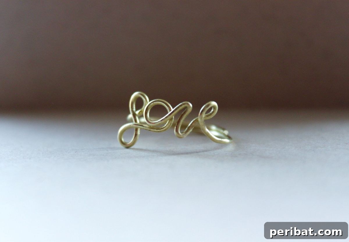 DIY wire love ring, handmade personalized jewelry, unique romantic gift for girlfriend